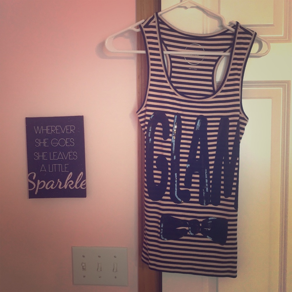 NWOT tank with “Glam” on the front with bow